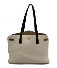 TORY BURCH（トリーバーチ）の古着「TORY BURCH　トートバッグ」｜ベージュ×ブラック×ブラウン