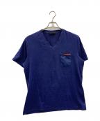 PRADAプラダ）の古着「PRADA　Vネックポケットカットソー」｜ネイビー