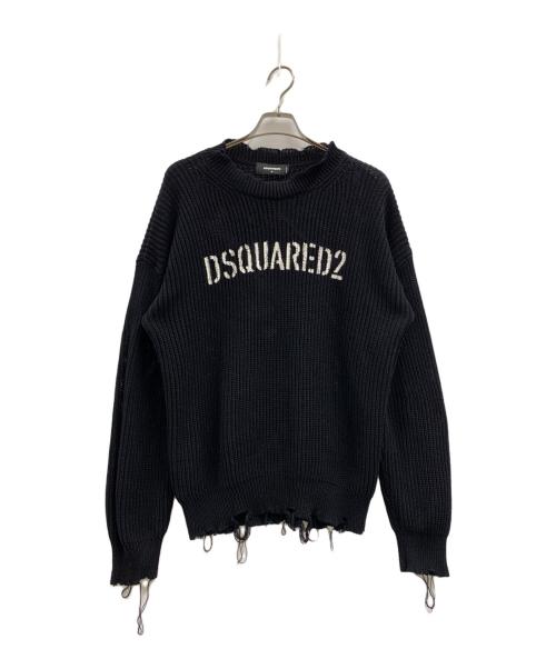 DSQUARED2（ディースクエアード）DSQUARED2 (ディースクエアード) DSQUARED2　厚手ニット ブラック×ホワイト サイズ:Mの古着・服飾アイテム