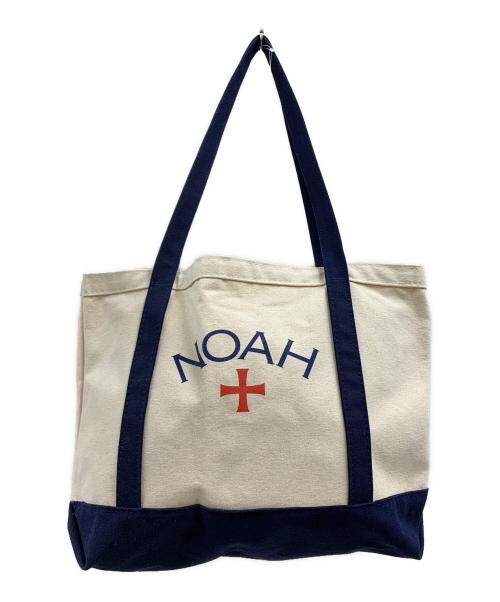 Noah（ノア）Noah (ノア) Noah　キャンバストートバッグ アイボリー×ネイビーの古着・服飾アイテム