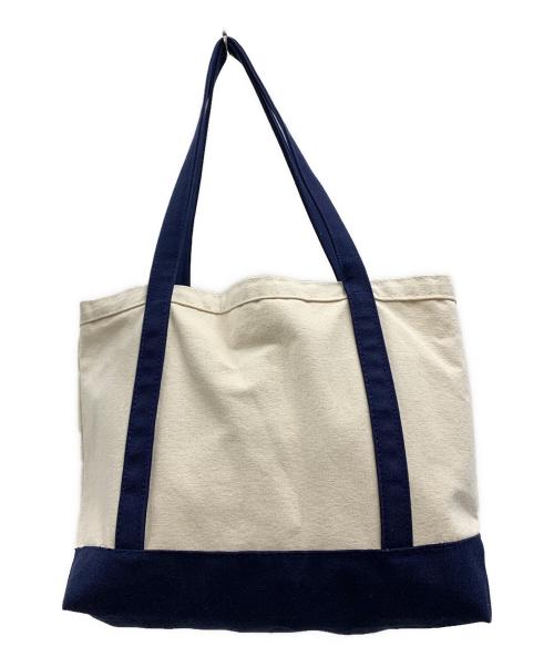 Noah（ノア）Noah (ノア) Noah　キャンバストートバッグ アイボリー×ネイビーの古着・服飾アイテム