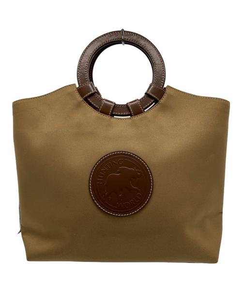 HUNTING WORLD（ハンティングワールド）HUNTING WORLD (ハンティングワールド) HUNTING WORLD　丸型取手トートバッグ グリーン×ブラウンの古着・服飾アイテム