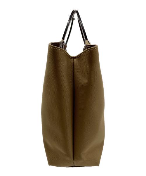 HUNTING WORLD（ハンティングワールド）HUNTING WORLD (ハンティングワールド) HUNTING WORLD　丸型取手トートバッグ グリーン×ブラウンの古着・服飾アイテム