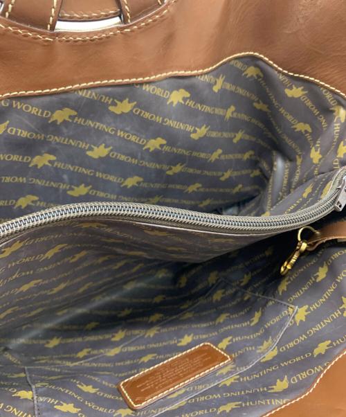 HUNTING WORLD（ハンティングワールド）HUNTING WORLD (ハンティングワールド) HUNTING WORLD　丸型取手トートバッグ グリーン×ブラウンの古着・服飾アイテム