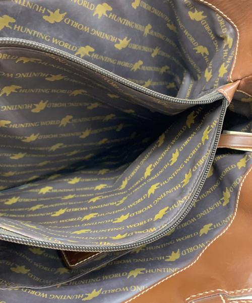 HUNTING WORLD（ハンティングワールド）HUNTING WORLD (ハンティングワールド) HUNTING WORLD　丸型取手トートバッグ グリーン×ブラウンの古着・服飾アイテム