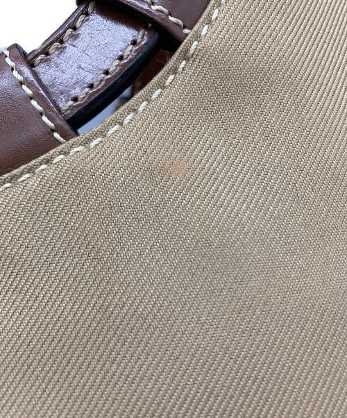 HUNTING WORLD（ハンティングワールド）HUNTING WORLD (ハンティングワールド) HUNTING WORLD　丸型取手トートバッグ グリーン×ブラウンの古着・服飾アイテム