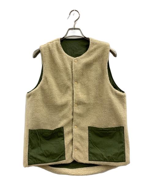 CAL O LINE（キャルオーライン）CAL O LINE (キャルオーライン) CAL O LINE　裏ボアベスト グリーン×ベージュ サイズ:Mの古着・服飾アイテム