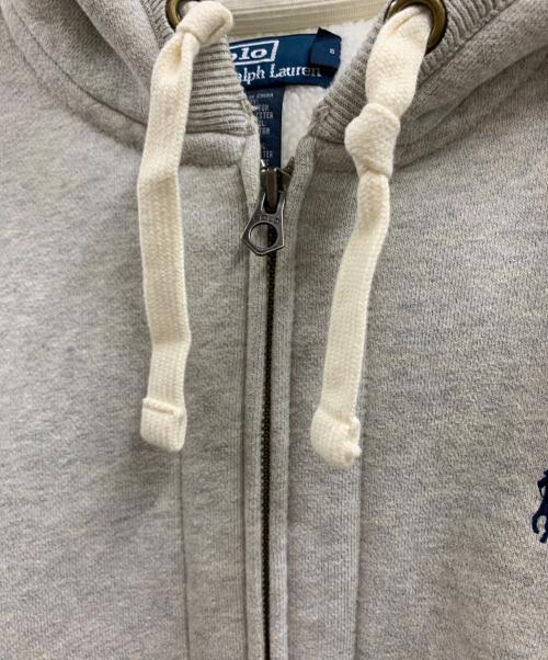 POLO RALPH LAUREN（ポロ・ラルフローレン）POLO RALPH LAUREN (ポロ・ラルフローレン) POLO RALPH LAUREN　裏ボアワッペンジップパーカー グレー サイズ:Lの古着・服飾アイテム
