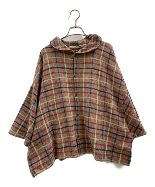 umii 908（ウミキューゼロハチ）umii 908 (ウミキューゼロハチ) umii 908　ポンチョ グレー×レッドの古着・服飾アイテム