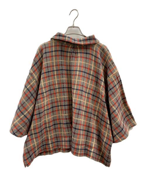 umii 908（ウミキューゼロハチ）umii 908 (ウミキューゼロハチ) umii 908　ポンチョ グレー×レッドの古着・服飾アイテム