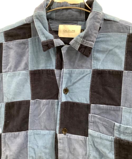 CAL O LINE（キャルオーライン）CAL O LINE (キャルオーライン) CAL O LINE　パッチワークシャツジャケット ブルー×ネイビー サイズ:FREEの古着・服飾アイテム
