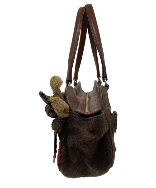 MIU MIU（ミュウミュウ）MIU MIU (ミュウミュウ) MIU MIU　ハンドバッグ ブラウン×レッドの古着・服飾アイテム