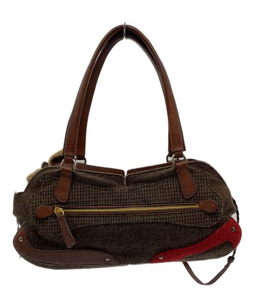 MIU MIU（ミュウミュウ）MIU MIU (ミュウミュウ) MIU MIU　ハンドバッグ ブラウン×レッドの古着・服飾アイテム