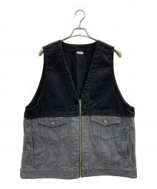 niko and（ニコアンド）の古着「niko and　Misayoハギッテデニムベスト」｜ブラック×インディゴ
