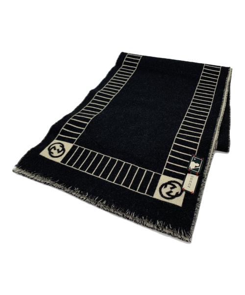 GUCCI（グッチ）GUCCI (グッチ) GUCCI　ストール ブラック×ベージュの古着・服飾アイテム