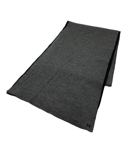 HERMES（エルメス）HERMES (エルメス) HERMESリバーシブルマフラー グレー×ブラックの古着・服飾アイテム