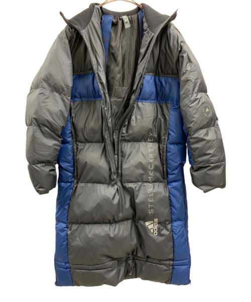 adidas（アディダス）adidas (アディダス) adidas（アディダス）ロングウインタージャケット グレー×ブルー サイズ:Lの古着・服飾アイテム