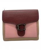 COACHコーチ）の古着「COACH　3つ折り財布」｜ベージュ×ピンク