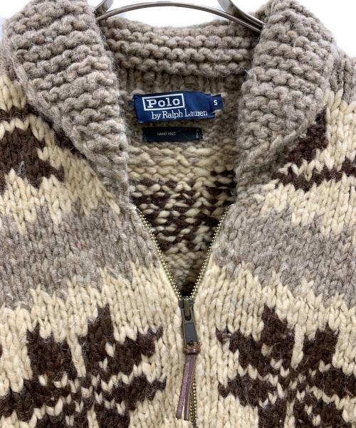 POLO RALPH LAUREN（ポロ・ラルフローレン）POLO RALPH LAUREN (ポロ・ラルフローレン) POLO RALPH LAUREN カウチンニットカーディガン ベージュ×ブラウン サイズ:Sの古着・服飾アイテム