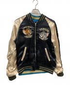 VANSON×TOM and JERRYバンソン×トム アンド ジェリー）の古着「VANSON　TOM AND JERRY　スカジャン」｜ブラック×アイボリー