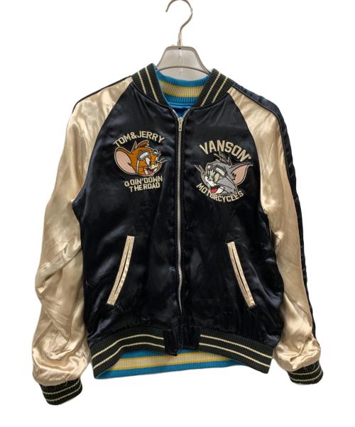 VANSON（バンソン）VANSON (バンソン) TOM and JERRY (トム アンド ジェリー) VANSON　TOM AND JERRY　スカジャン ブラック×アイボリー サイズ:Sの古着・服飾アイテム