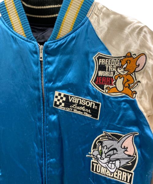 VANSON（バンソン）VANSON (バンソン) TOM and JERRY (トム アンド ジェリー) VANSON　TOM AND JERRY　スカジャン ブラック×アイボリー サイズ:Sの古着・服飾アイテム