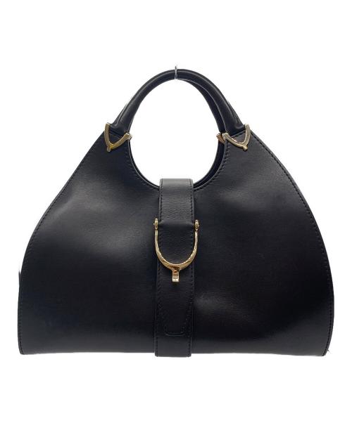GUCCI（グッチ）GUCCI (グッチ) GUCCI レザーハンドバッグ ブラックの古着・服飾アイテム