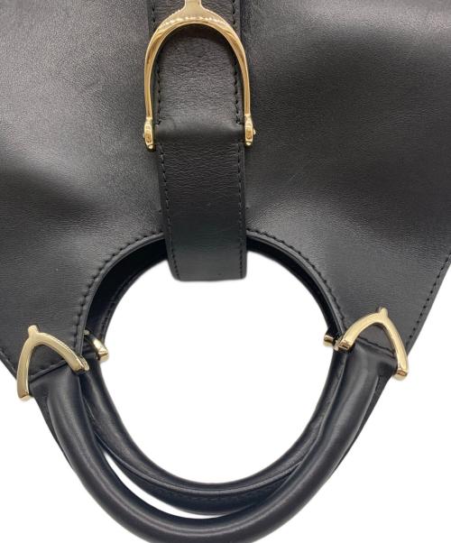 GUCCI（グッチ）GUCCI (グッチ) GUCCI レザーハンドバッグ ブラックの古着・服飾アイテム