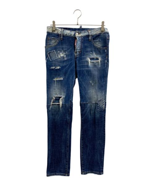 DSQUARED2（ディースクエアード）DSQUARED2 (ディースクエアード) DSQUARED2　ダメージ加工デニムパンツ インディゴ サイズ:34の古着・服飾アイテム
