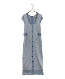 MICHAEL KORS（マイケル・コース）の古着「MICHAEL KORS　ノースリーブ・キャミソールワンピース」｜ブルー×ホワイト