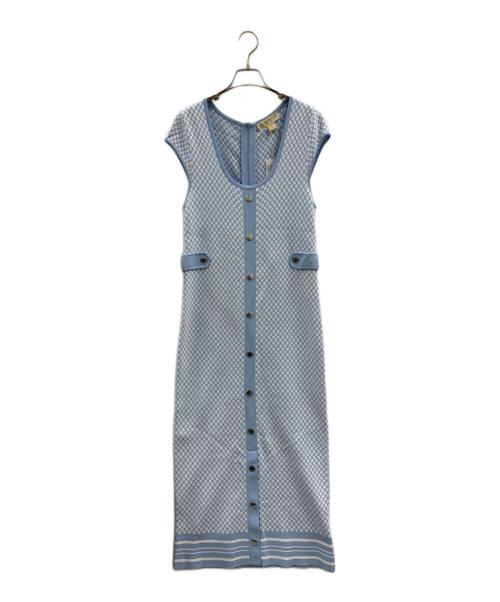 MICHAEL KORS（マイケル・コース）MICHAEL KORS (マイケル・コース) MICHAEL KORS　ノースリーブ・キャミソールワンピース ブルー×ホワイト サイズ:Lの古着・服飾アイテム