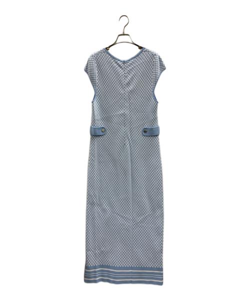 MICHAEL KORS（マイケル・コース）MICHAEL KORS (マイケル・コース) MICHAEL KORS　ノースリーブ・キャミソールワンピース ブルー×ホワイト サイズ:Lの古着・服飾アイテム