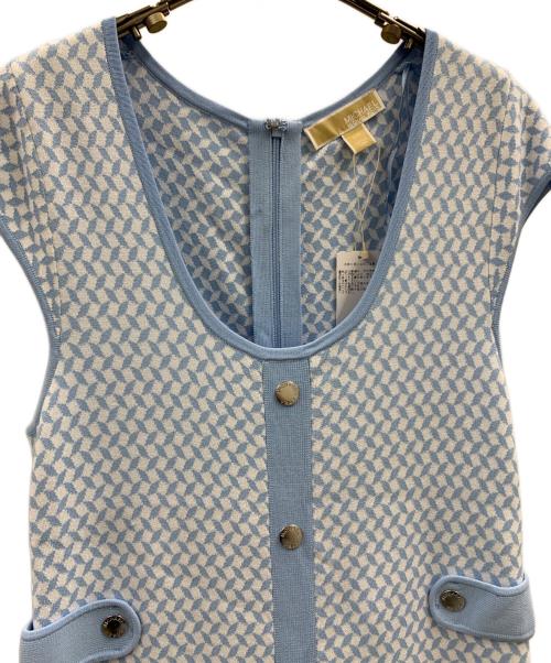 MICHAEL KORS（マイケル・コース）MICHAEL KORS (マイケル・コース) MICHAEL KORS　ノースリーブ・キャミソールワンピース ブルー×ホワイト サイズ:Lの古着・服飾アイテム