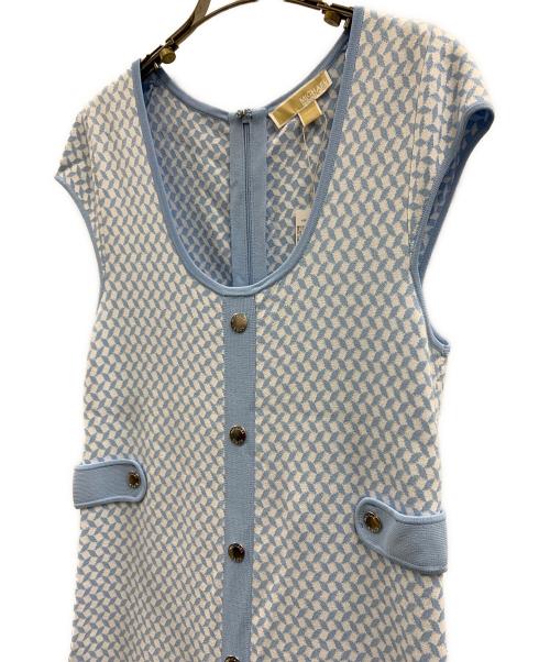 MICHAEL KORS（マイケル・コース）MICHAEL KORS (マイケル・コース) MICHAEL KORS　ノースリーブ・キャミソールワンピース ブルー×ホワイト サイズ:Lの古着・服飾アイテム