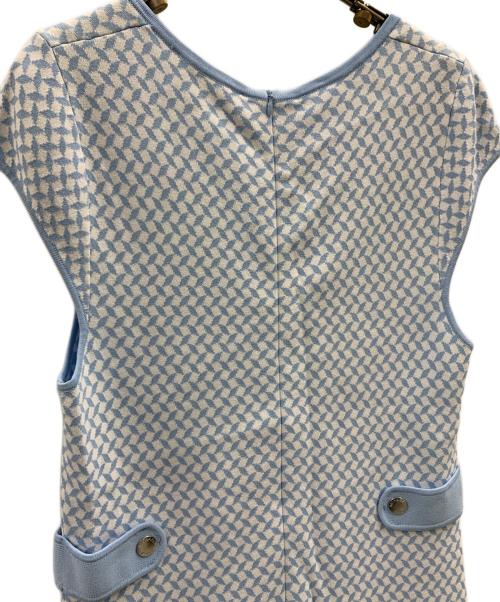 MICHAEL KORS（マイケル・コース）MICHAEL KORS (マイケル・コース) MICHAEL KORS　ノースリーブ・キャミソールワンピース ブルー×ホワイト サイズ:Lの古着・服飾アイテム