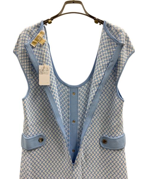 MICHAEL KORS（マイケル・コース）MICHAEL KORS (マイケル・コース) MICHAEL KORS　ノースリーブ・キャミソールワンピース ブルー×ホワイト サイズ:Lの古着・服飾アイテム