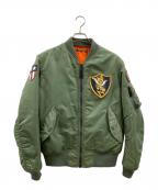 AVIREXアヴィレックス）の古着「AVIREX　MA-1ジャケット」｜カーキ×オレンジ