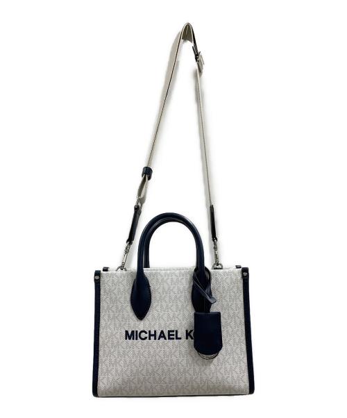 MICHAEL KORS（マイケル・コース）MICHAEL KORS (マイケル・コース) MICHAEL KORS　2WAYショルダーバッグ ホワイト×ネイビーの古着・服飾アイテム