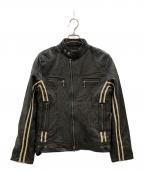 Haruf Halo rusty futureハルフ ヘイロー ラスティー フューチャー）の古着「Haruf Halo rusty future　ラムレザージャケット」｜ブラック