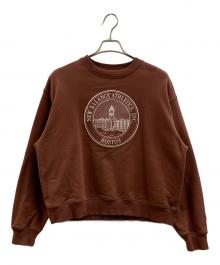 NEW BALANCE（ニューバランス）の古着「NEW BALANCE　フレンチテリーオーバーサイズドCrestクルー」｜ブラウン