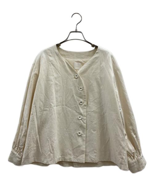Gauze（ガーゼ）Gauze (ガーゼ) GAUZE ノーカラーリネンジャケット クリーム サイズ:FREEの古着・服飾アイテム
