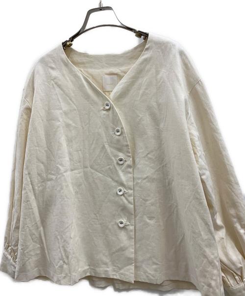 Gauze（ガーゼ）Gauze (ガーゼ) GAUZE ノーカラーリネンジャケット クリーム サイズ:FREEの古着・服飾アイテム