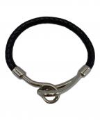 HERMESエルメス）の古着「HERMES　編込みブレスレット」｜シルバー×ブラック