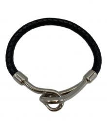 HERMES（エルメス）の古着「HERMES　編込みブレスレット」｜シルバー×ブラック