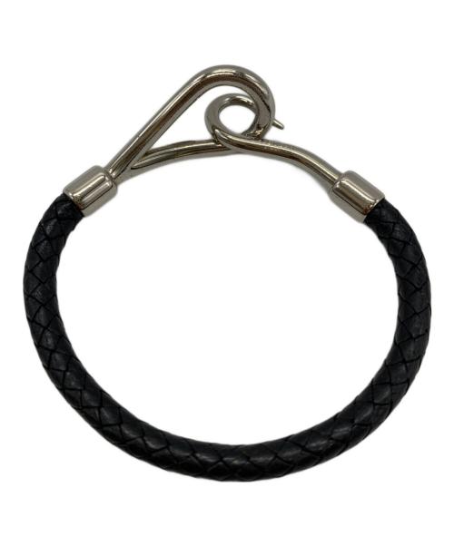 HERMES（エルメス）HERMES (エルメス) HERMES　編込みブレスレット シルバー×ブラックの古着・服飾アイテム