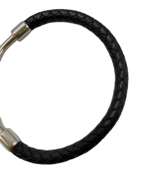 HERMES（エルメス）HERMES (エルメス) HERMES　編込みブレスレット シルバー×ブラックの古着・服飾アイテム