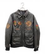 TEDMANテッドマン）の古着「TEDMAN　ワッペンレザージャケット」｜ブラック