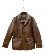 不明フメイ）の古着「レザージャケット」｜ブラウン