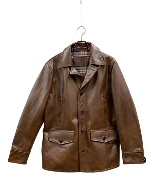 不明（不明）不明 (フメイ) レザージャケット ブラウン サイズ:3XLの古着・服飾アイテム