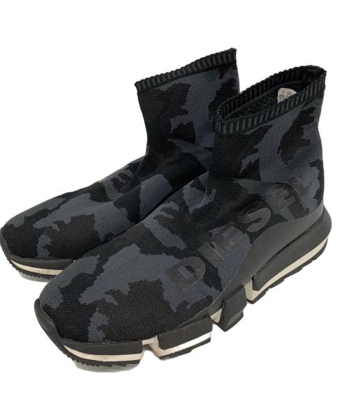 DIESEL（ディーゼル）DIESEL (ディーゼル) DIESEL　ニットハイカットスニーカー ネイビー×ブラック サイズ:28.5ｃｍの古着・服飾アイテム
